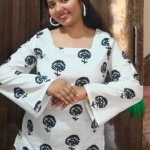 Laila square neck bell sleeve cotton short kurti for women — Twinkle Fashion
