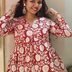 Gulzaar peplum floral short kurti — trendy women's ethnic wear, Twinkle Fashion