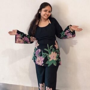 Leela cordset with corset back and lotus print
